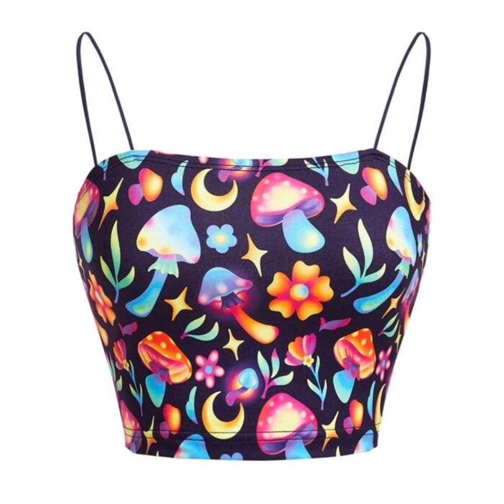 nwot Shroom Crop Top Spaghetti Strap